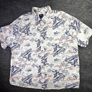 Harbor Bay Shirt Mens 3XL White Red Blue American Eagle Freedom Flyer Patriotic